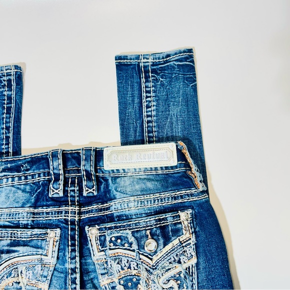 Rock Revival jeans Rosewood Skinny jeans embellished pockets women Size 25 - Picture 10 of 15